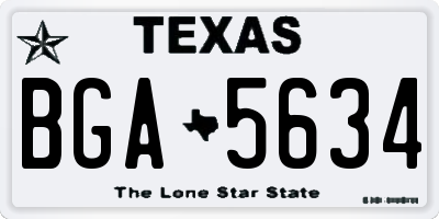 TX license plate BGA5634