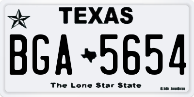 TX license plate BGA5654