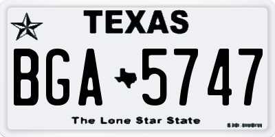 TX license plate BGA5747