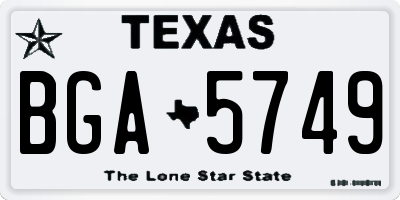 TX license plate BGA5749