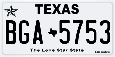 TX license plate BGA5753