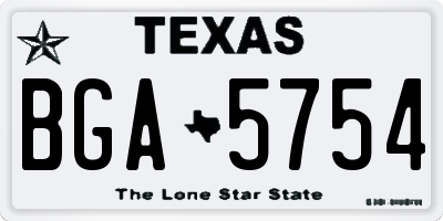 TX license plate BGA5754