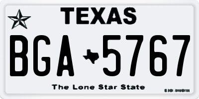 TX license plate BGA5767