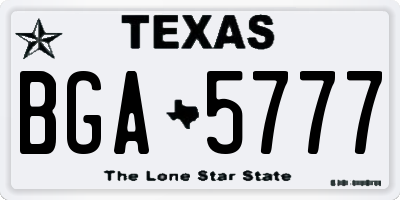 TX license plate BGA5777