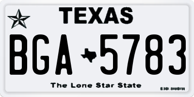TX license plate BGA5783