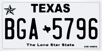 TX license plate BGA5796