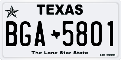 TX license plate BGA5801
