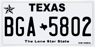 TX license plate BGA5802