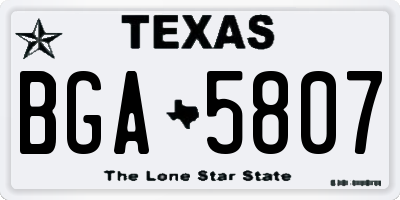 TX license plate BGA5807