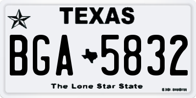 TX license plate BGA5832