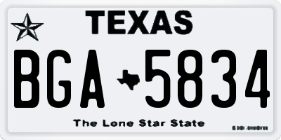 TX license plate BGA5834