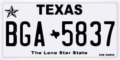 TX license plate BGA5837