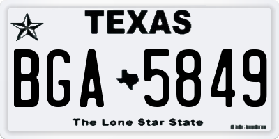 TX license plate BGA5849