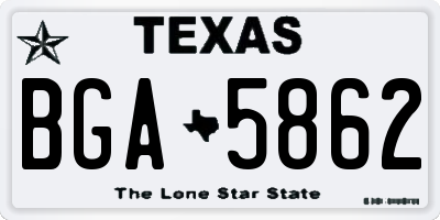 TX license plate BGA5862
