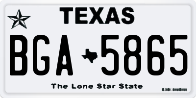 TX license plate BGA5865