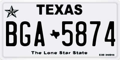 TX license plate BGA5874