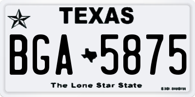 TX license plate BGA5875