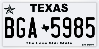 TX license plate BGA5985
