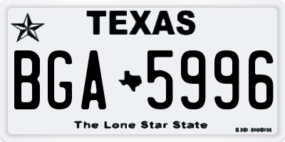 TX license plate BGA5996