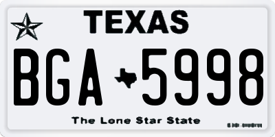 TX license plate BGA5998