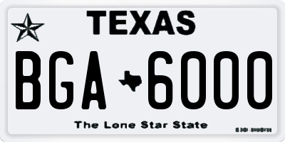 TX license plate BGA6000