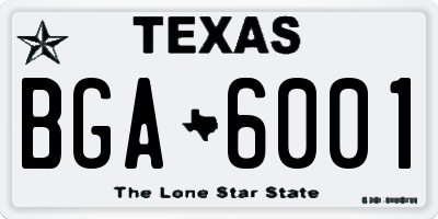 TX license plate BGA6001