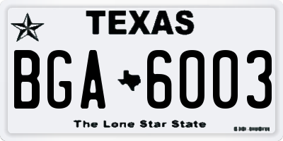 TX license plate BGA6003