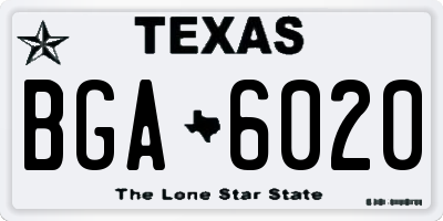 TX license plate BGA6020