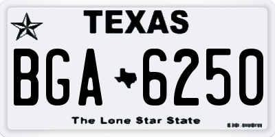 TX license plate BGA6250