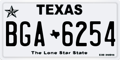 TX license plate BGA6254