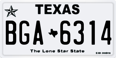 TX license plate BGA6314