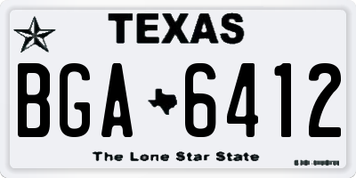 TX license plate BGA6412