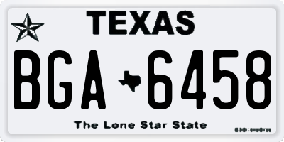 TX license plate BGA6458