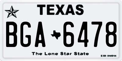 TX license plate BGA6478