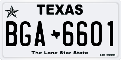 TX license plate BGA6601