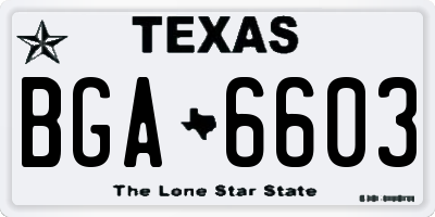 TX license plate BGA6603