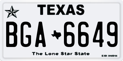 TX license plate BGA6649