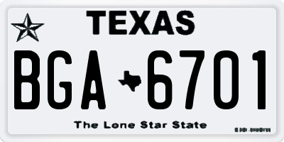 TX license plate BGA6701