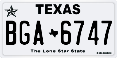 TX license plate BGA6747