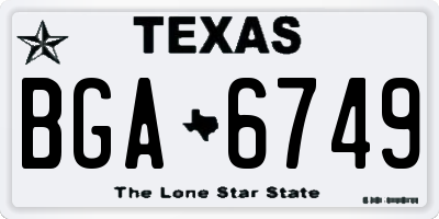 TX license plate BGA6749