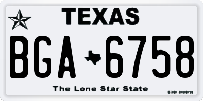 TX license plate BGA6758