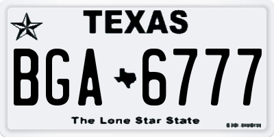 TX license plate BGA6777