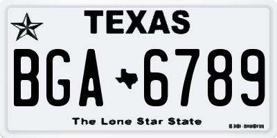 TX license plate BGA6789