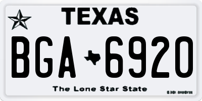 TX license plate BGA6920