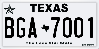 TX license plate BGA7001