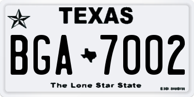 TX license plate BGA7002