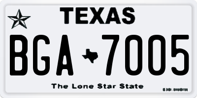 TX license plate BGA7005