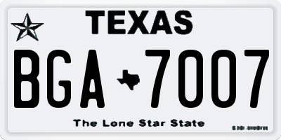 TX license plate BGA7007