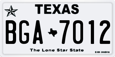 TX license plate BGA7012