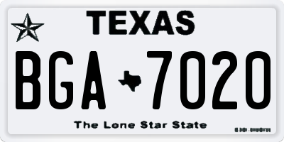 TX license plate BGA7020